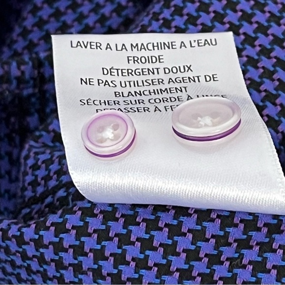 Robert Graham Shirt Mens Large Purple Button Up Houndstooth Flip Cuff Classic - Picture 8 of 12